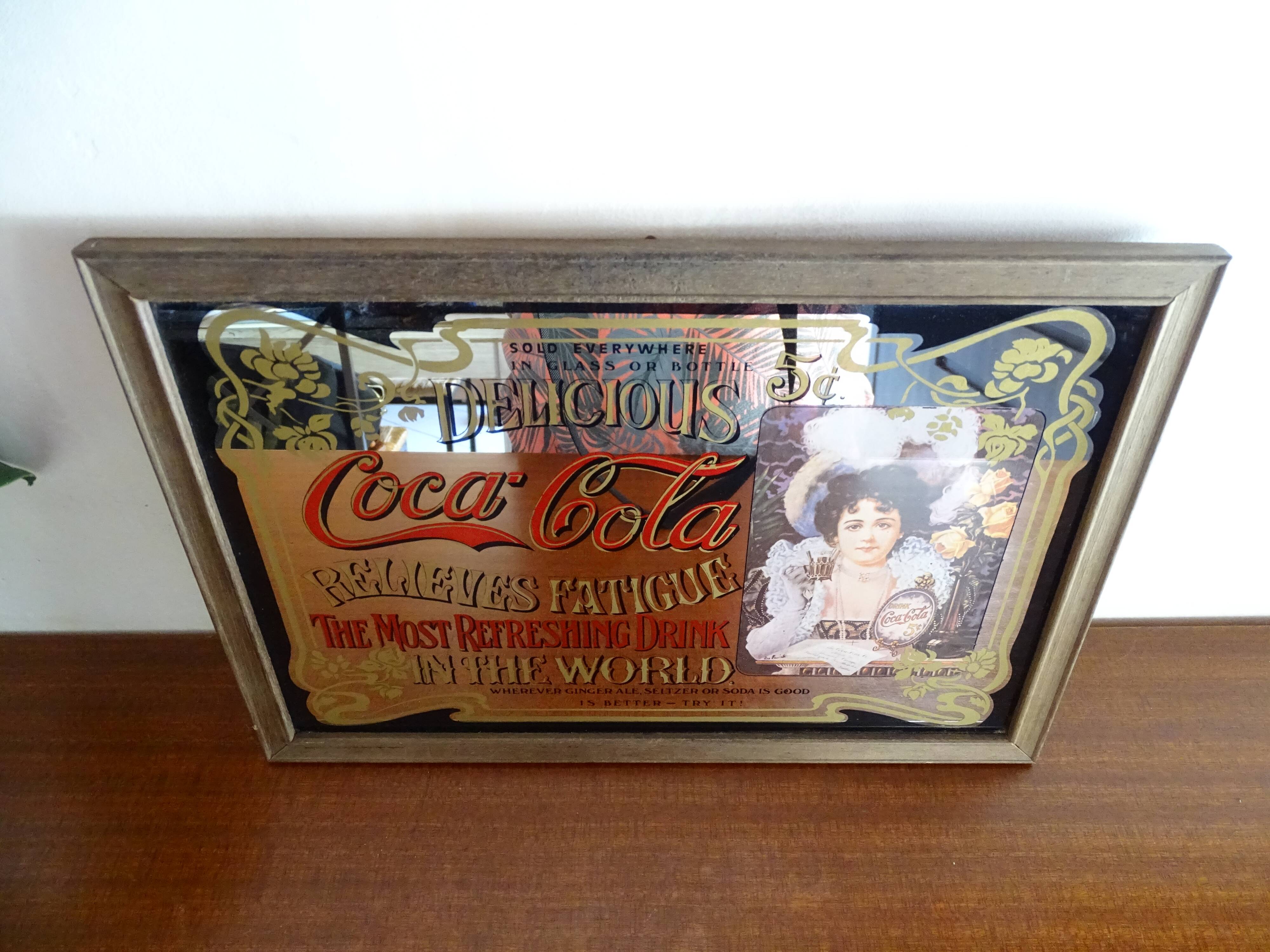 Vintage Coca Cola advertising mirror - Bar decoration - 22.5 x 32.5