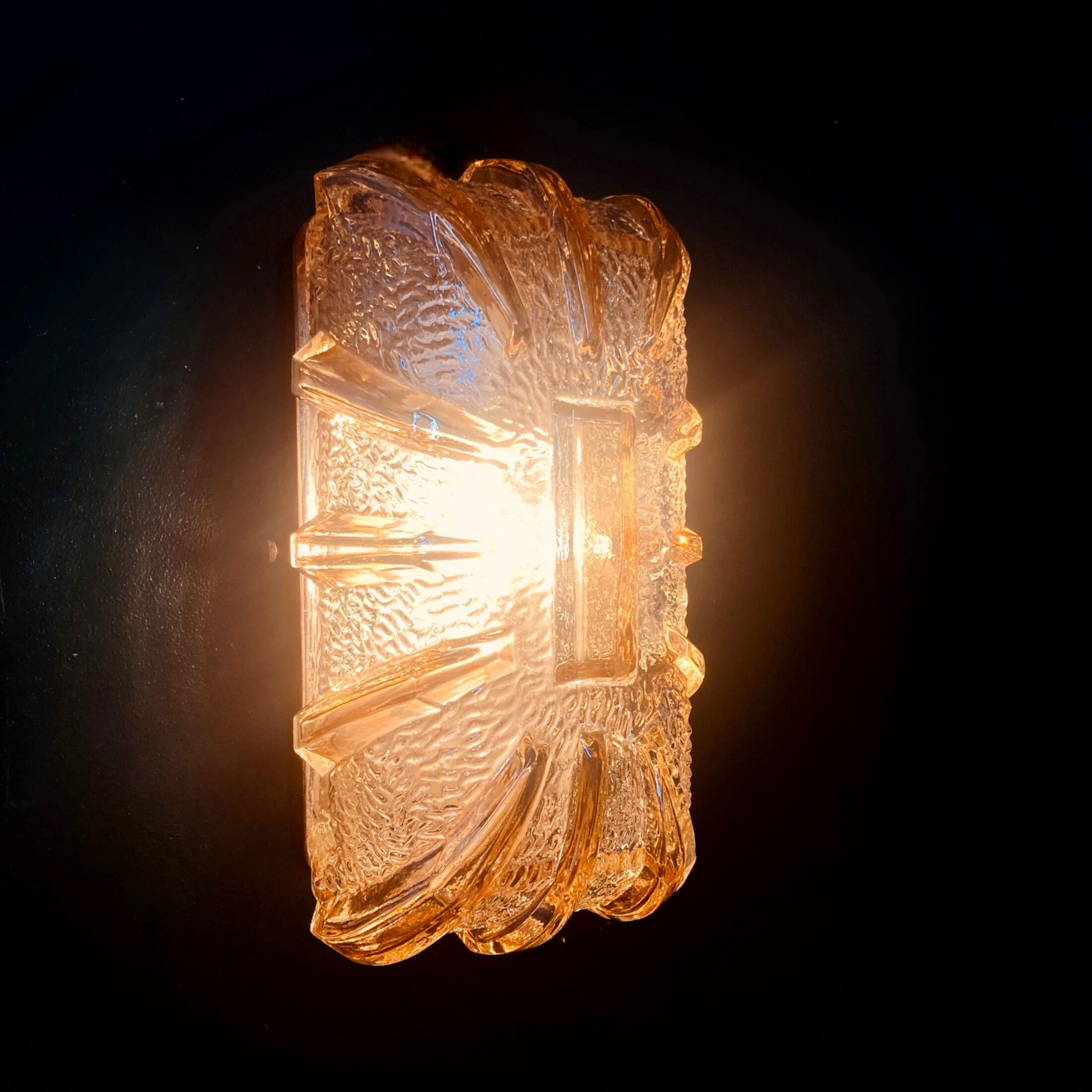 Wall lamp or ceiling lamp thick glass seventies vintage