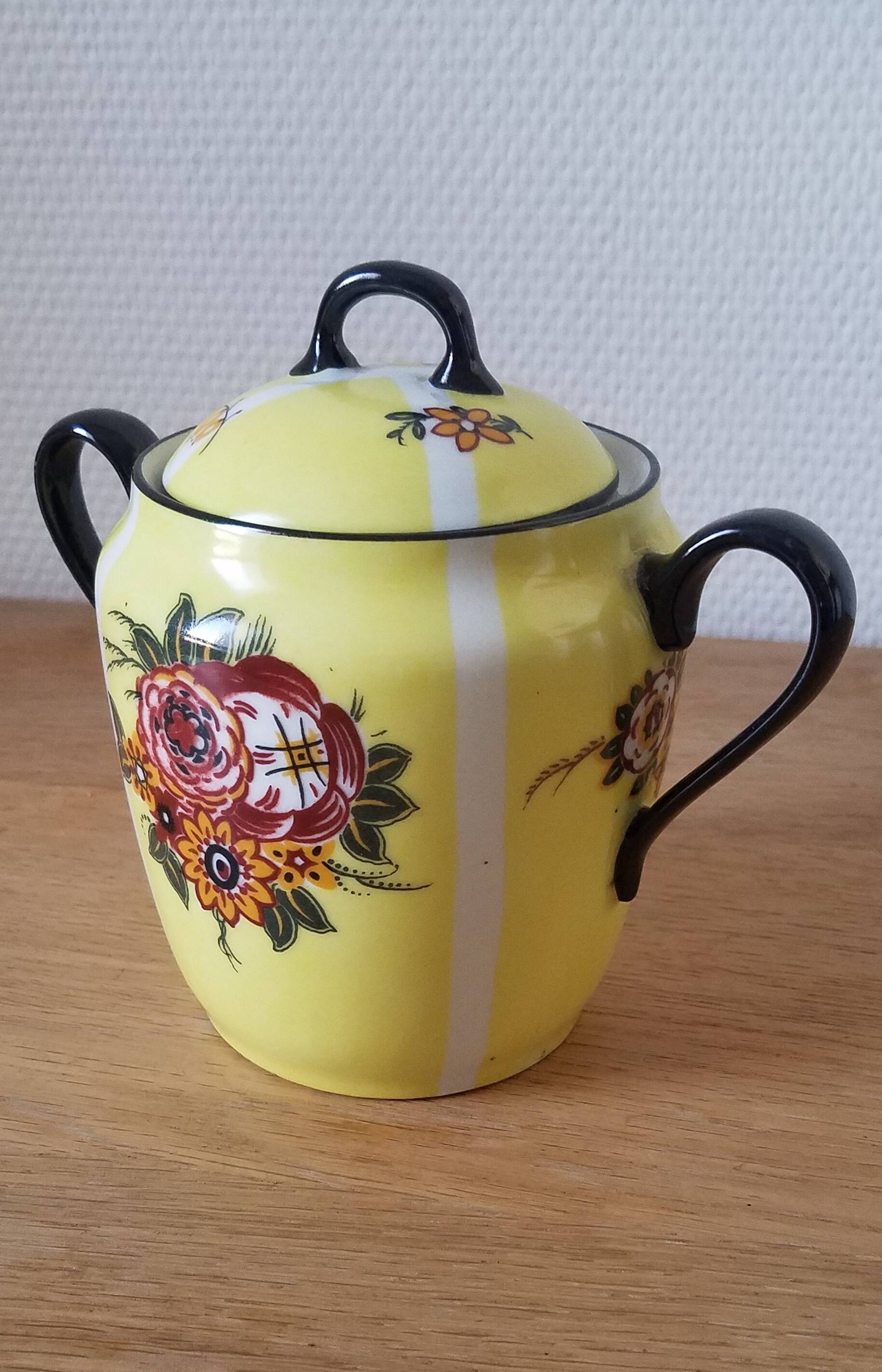 Vintage floral porcelain sugar bowl