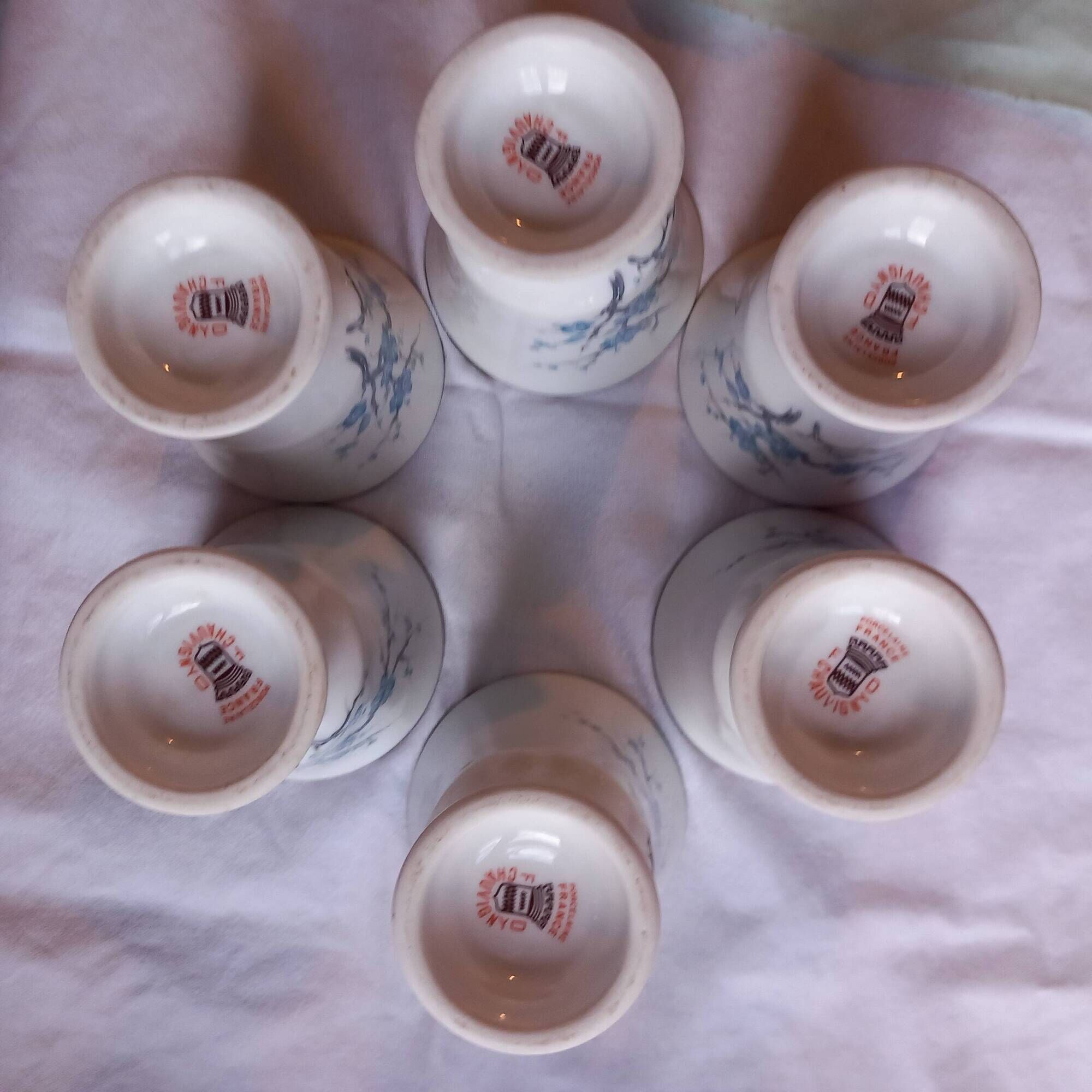 Lot of 6 small porcelain mazagrans FD Chauvigny