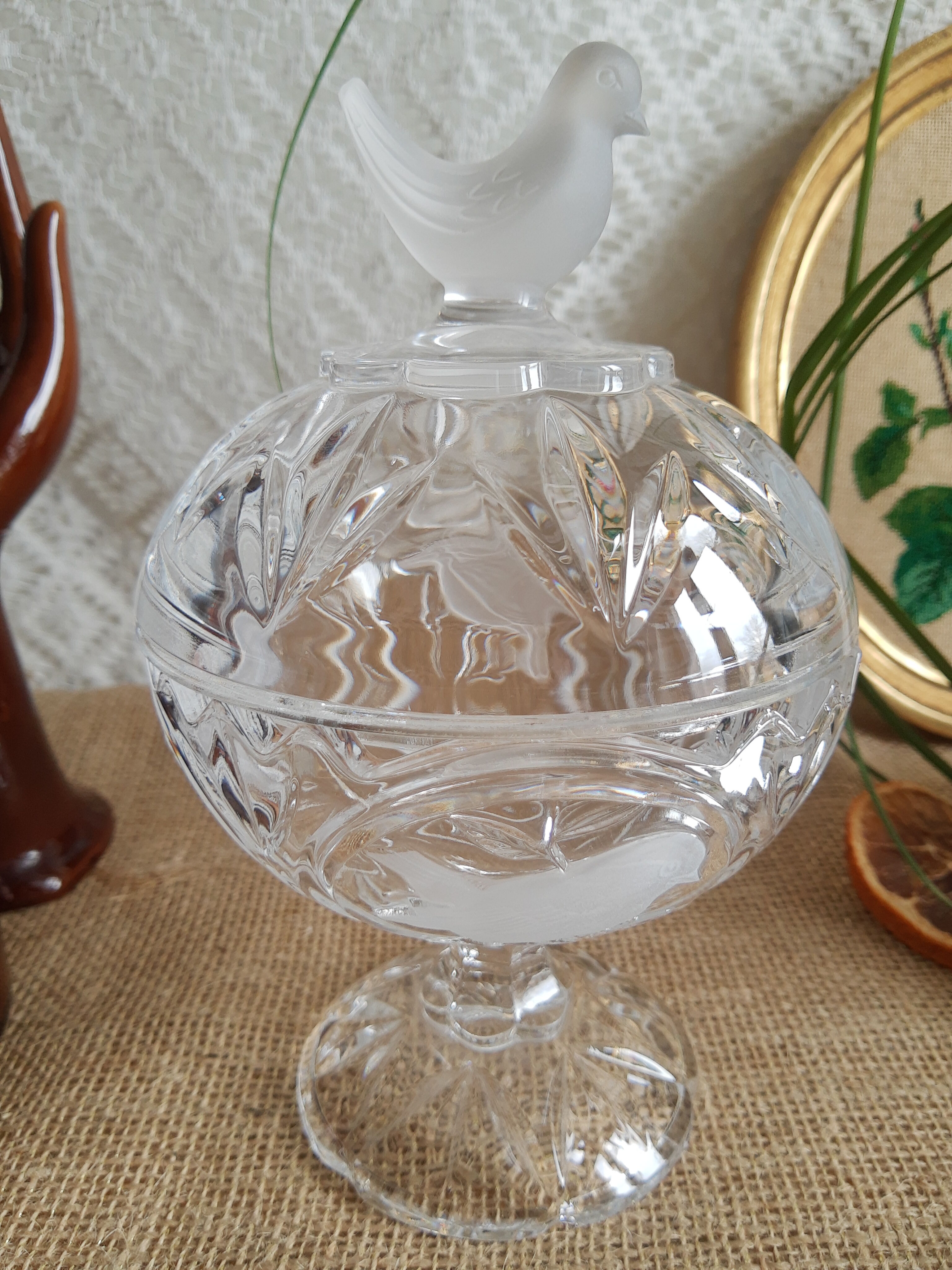 Bonbonnière / sugar Cristal d'Arques - Passerines - vintage