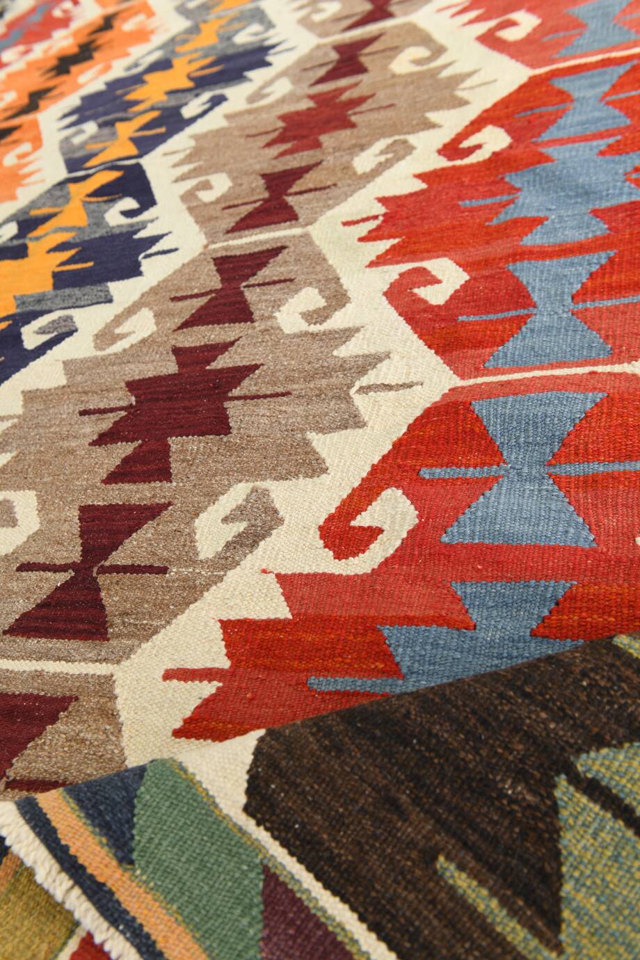 8x12 Multicolor Geometric Vintage Kilim Rug, 252x361Cm