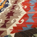 8x12 Multicolor Geometric Vintage Kilim Rug, 252x361Cm