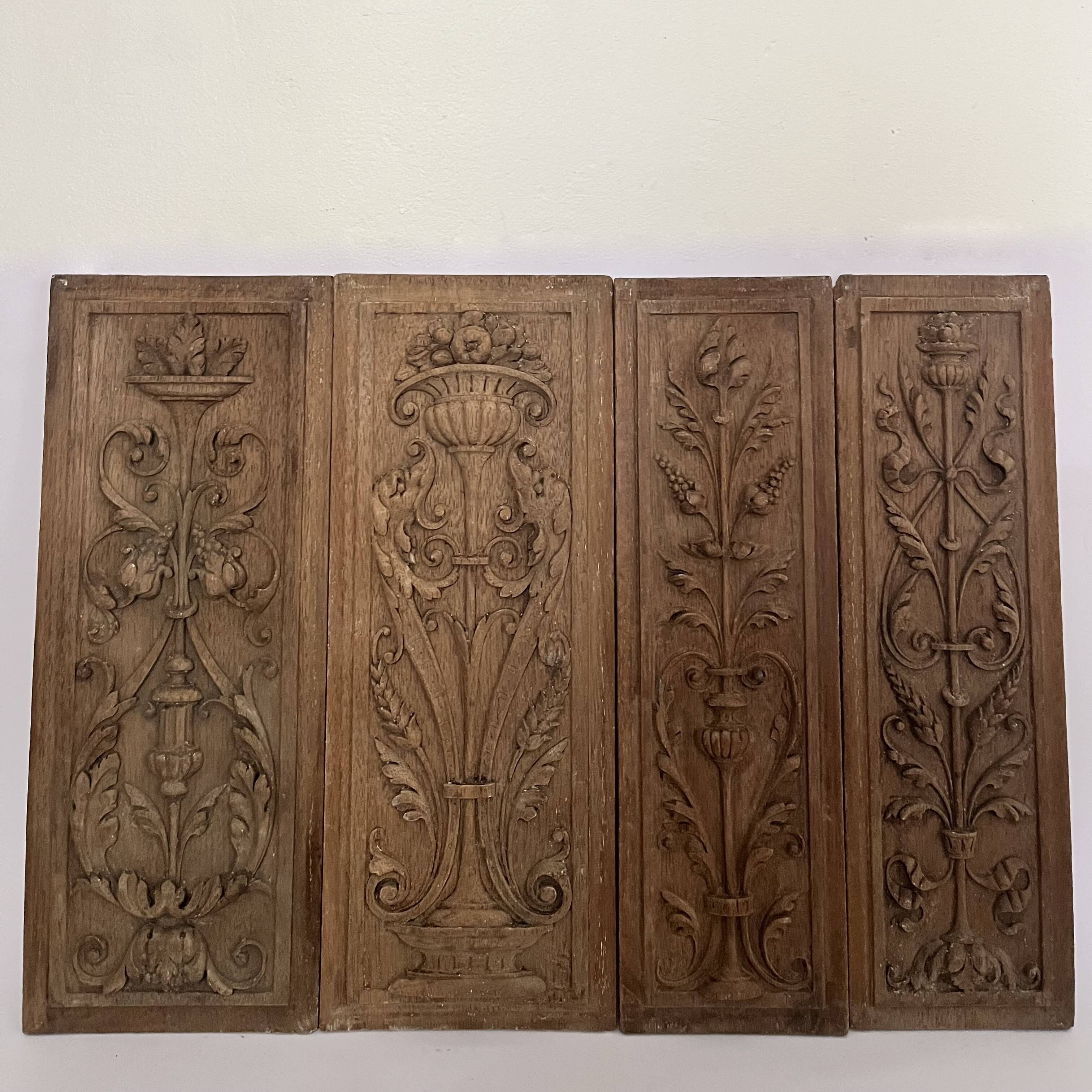 Pair of carved wooden panels - No. 1