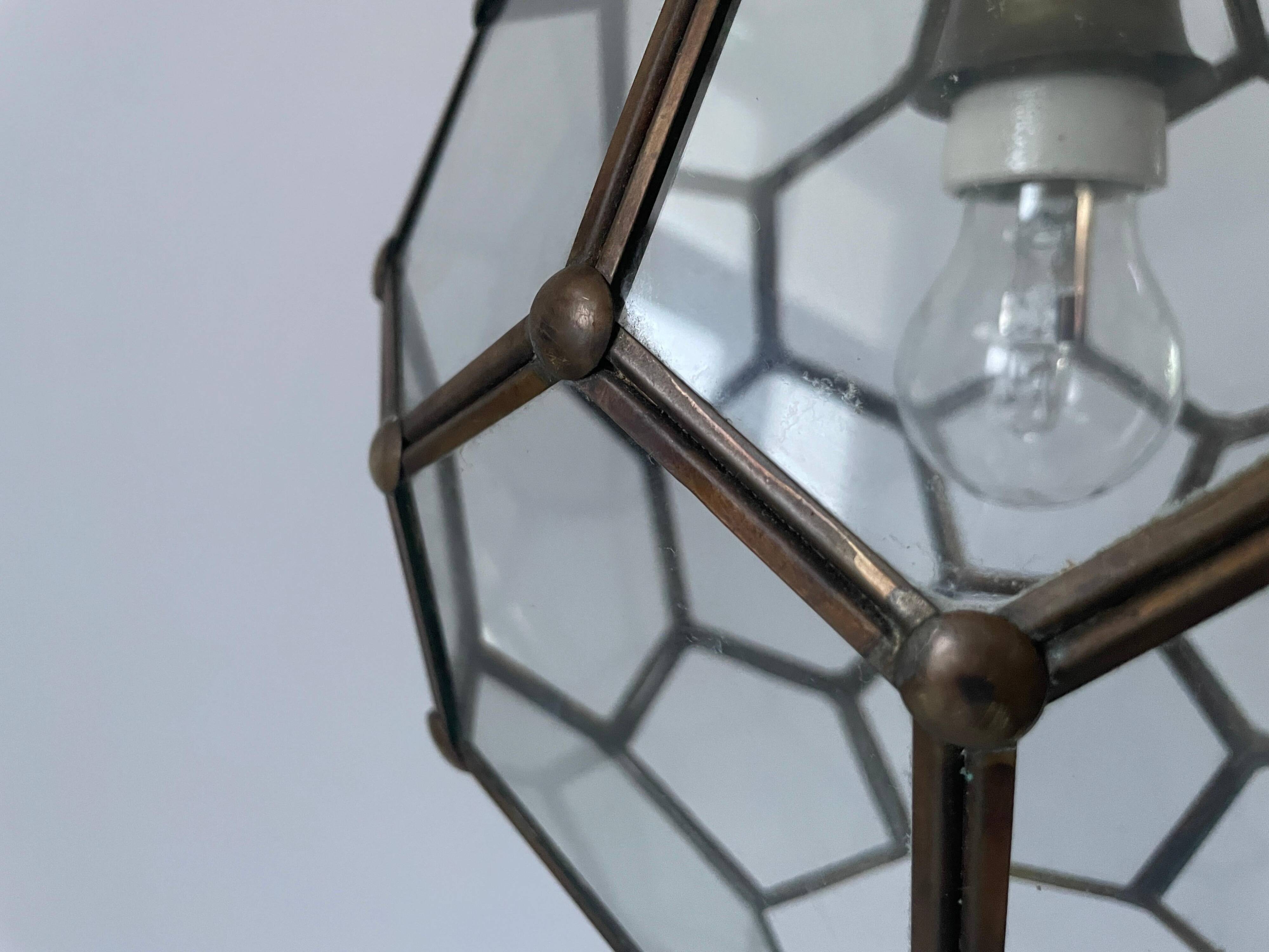 Italian Art Deco glass ceiling light in the shape of a honeycomb, 1950s, Italy.