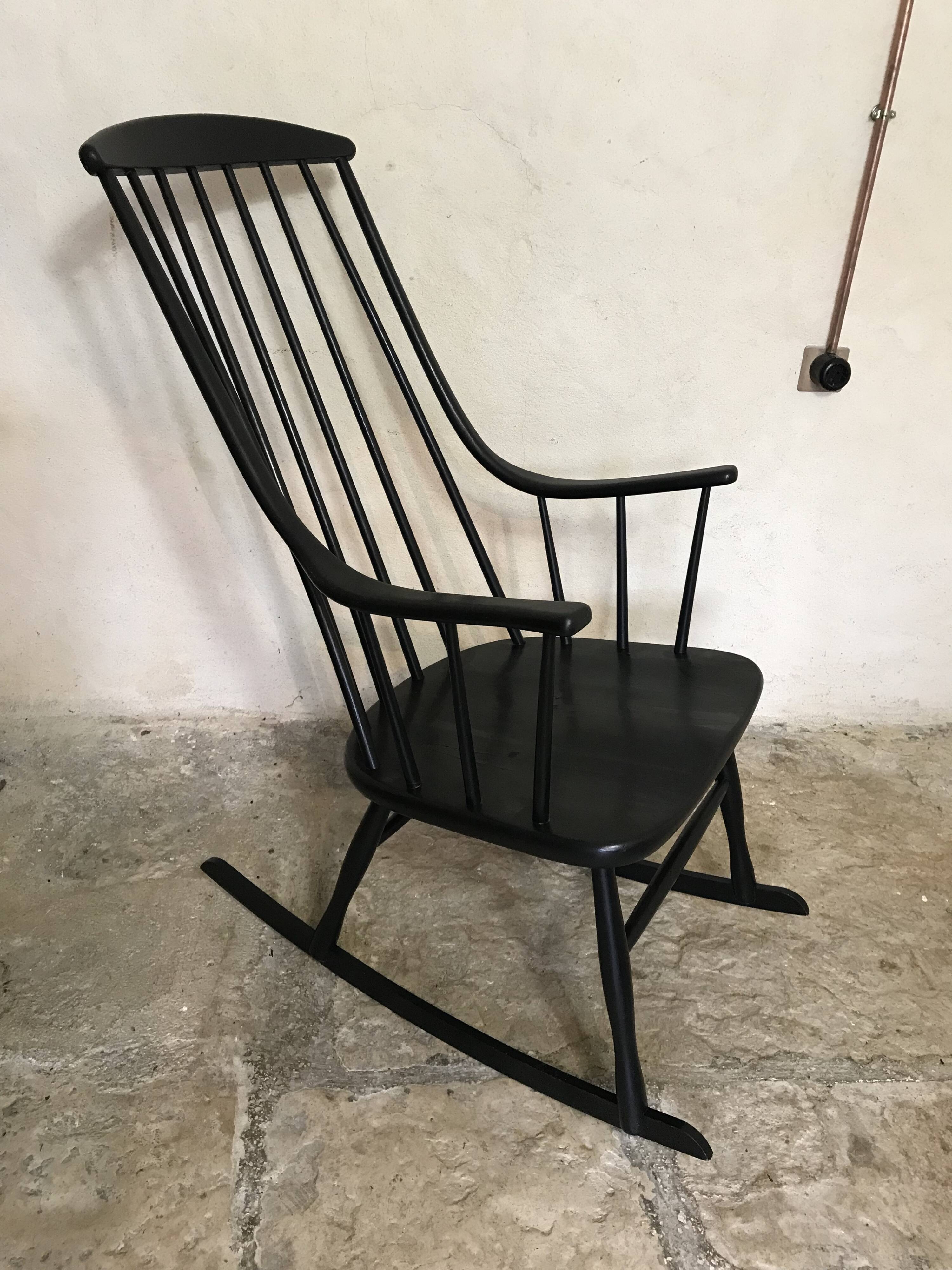 Grandessa Rocking Chair in Black Beech by Lena Larsson, 1960's