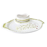 Large Asparagus Dish With Vintage Ceramic Barbotine Saucepan