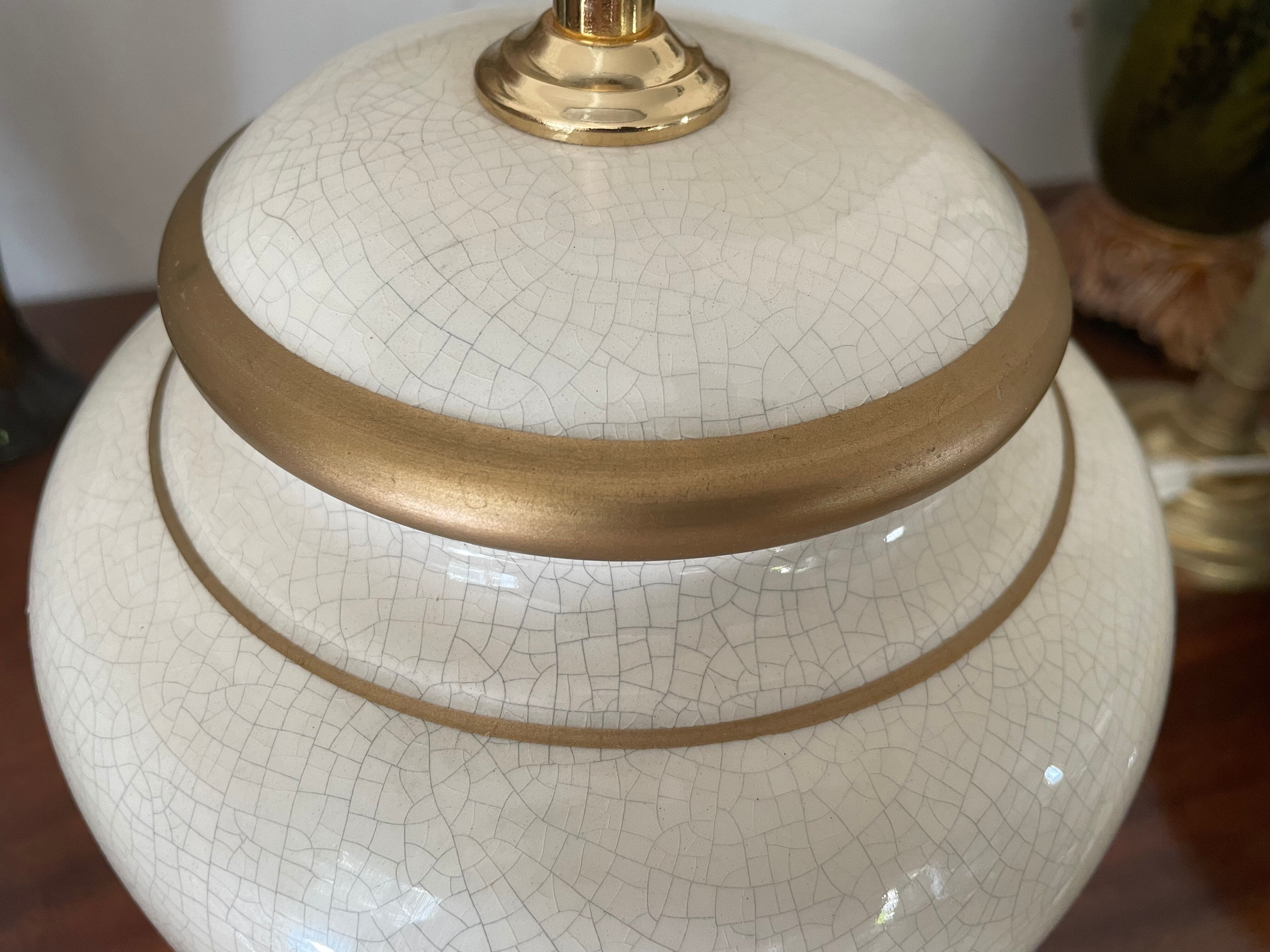 Pied de lampe en céramique craquelée vintage