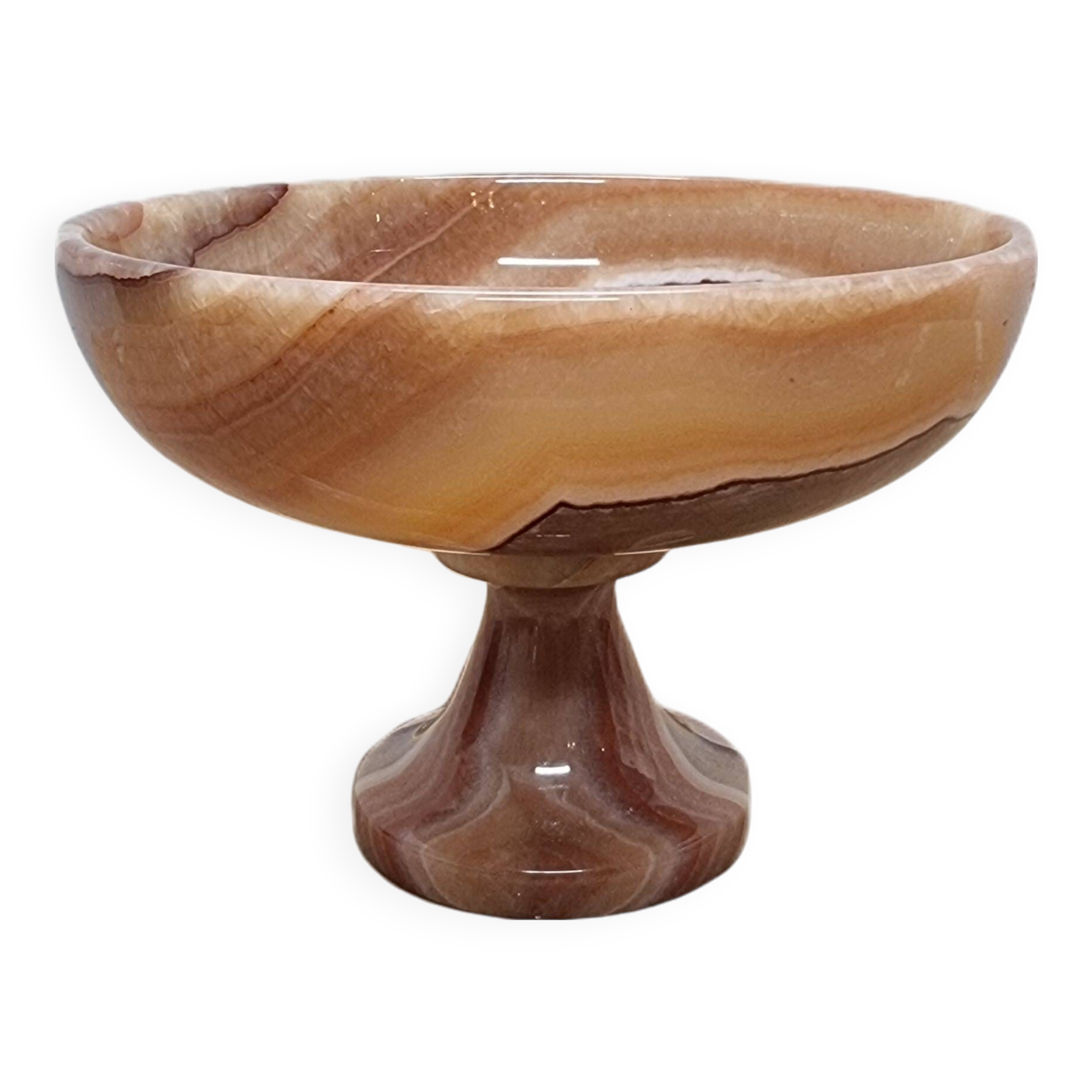 Vintage Onyx Marble Bowl On Foot 80s