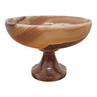 Vintage Onyx Marble Bowl On Foot 80s