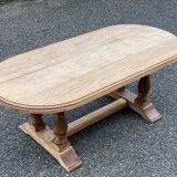 Renovated oval farmhouse or monstera coffee table in raw solid wood