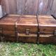 Old wooden transport trunk late 19th century vintage