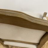 Fauteuil bergère en bois et lin naturel