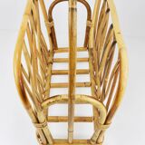Bamboo and rattan magazine rack in the style of Franco Albini, Italy, 1970s.