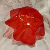 Red plexiglass fruit basket from the 70s