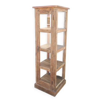 Tall display case in old wood