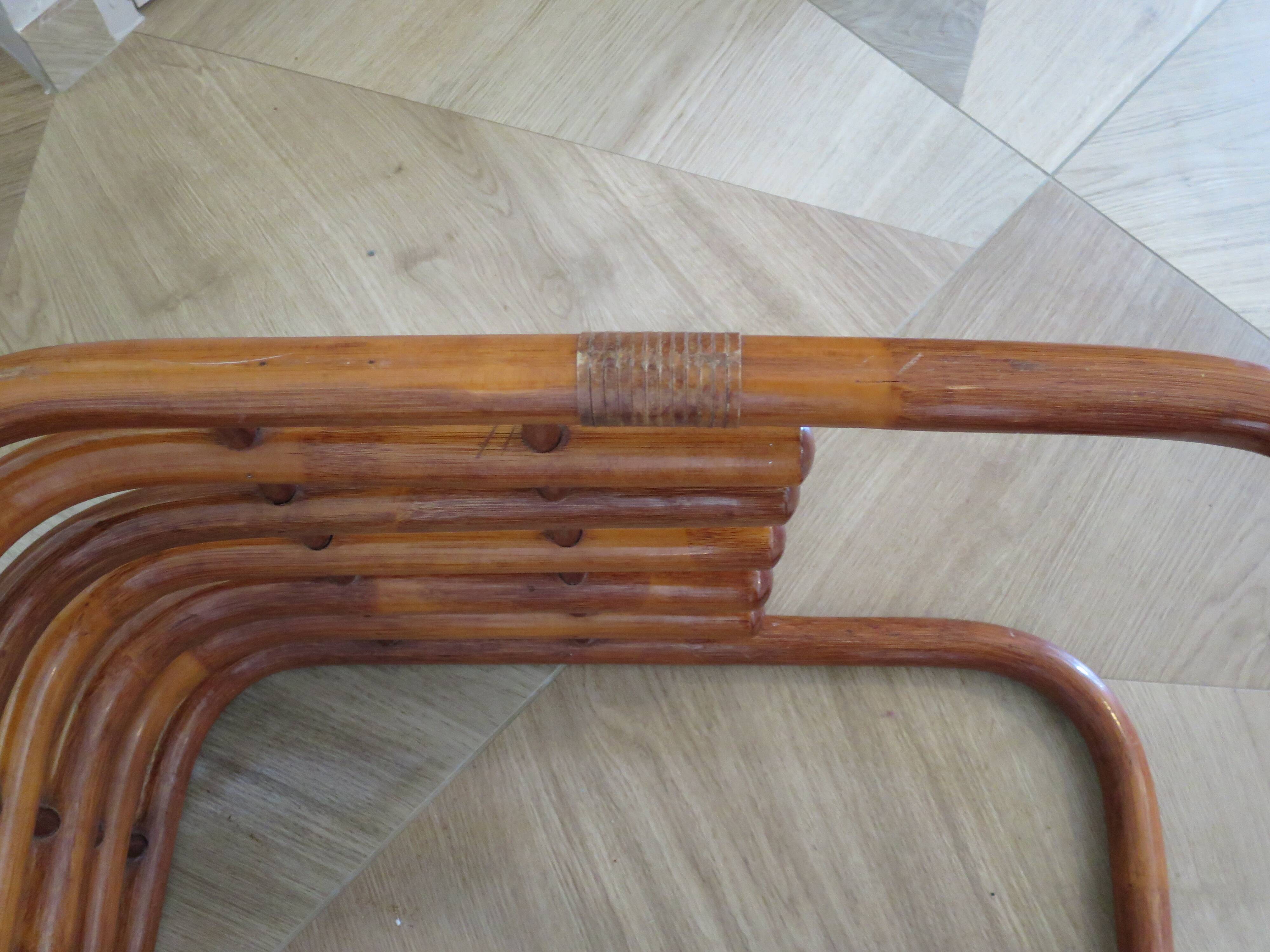 Table basse vintage - Bambou rotin et verre - Année 80 - Beau design