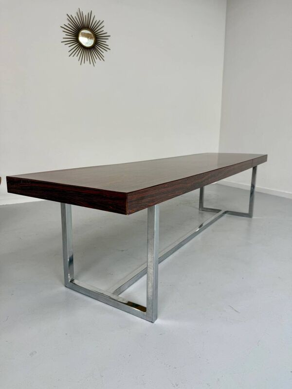 Ancienne et XXL table basse design italien année 70 placage palissandre