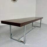 Antique and XXL Italian design coffee table from the 70s, rosewood veneer