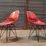 Pair of red chairs by Miroslav Navràtil for Vertex 1959