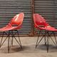 Pair of red chairs by Miroslav Navràtil for Vertex 1959