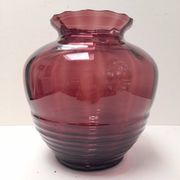 Beautiful Doyen Art Deco vase in burgundy glass.
