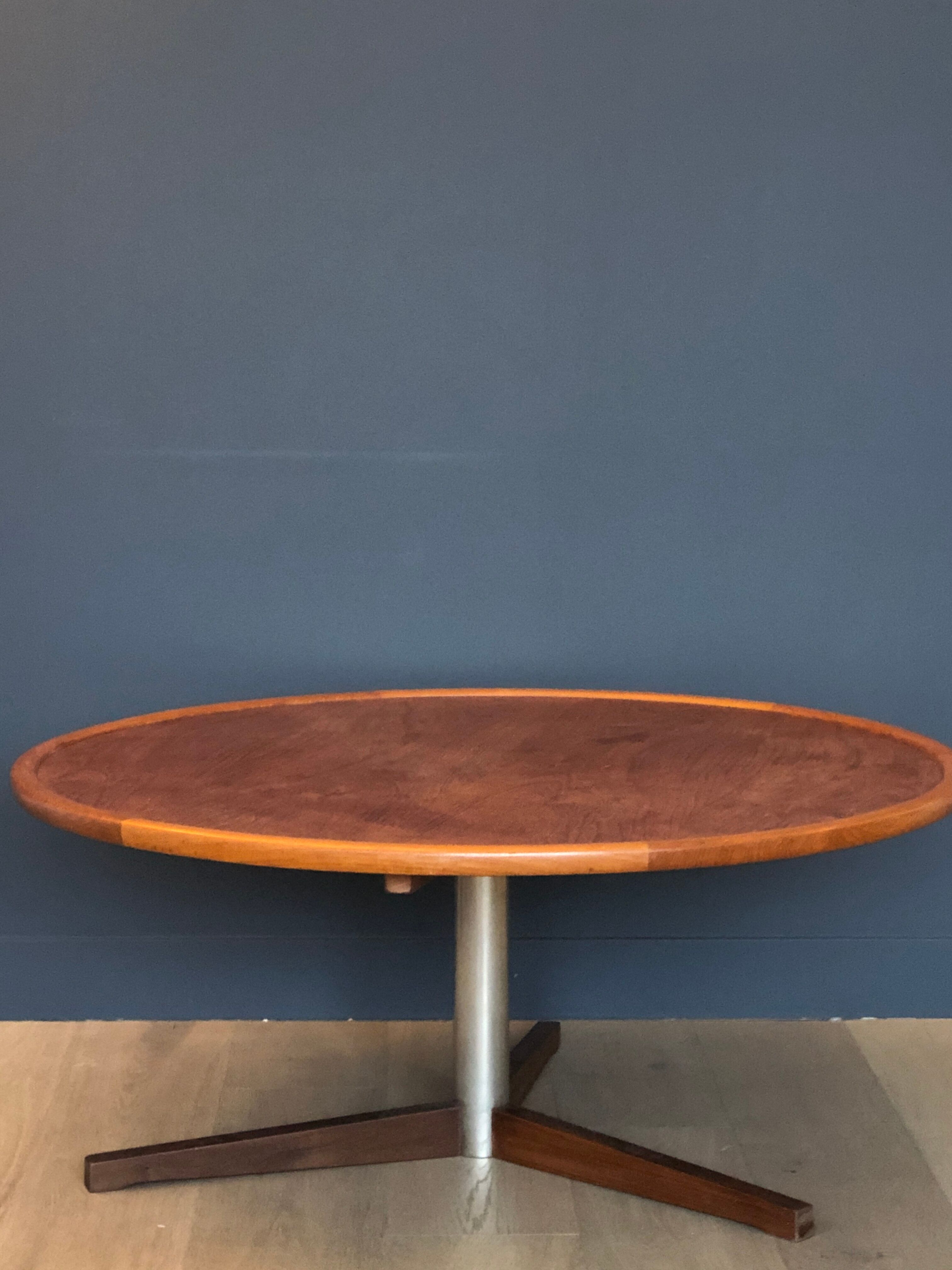 Vintage round coffee table metal base