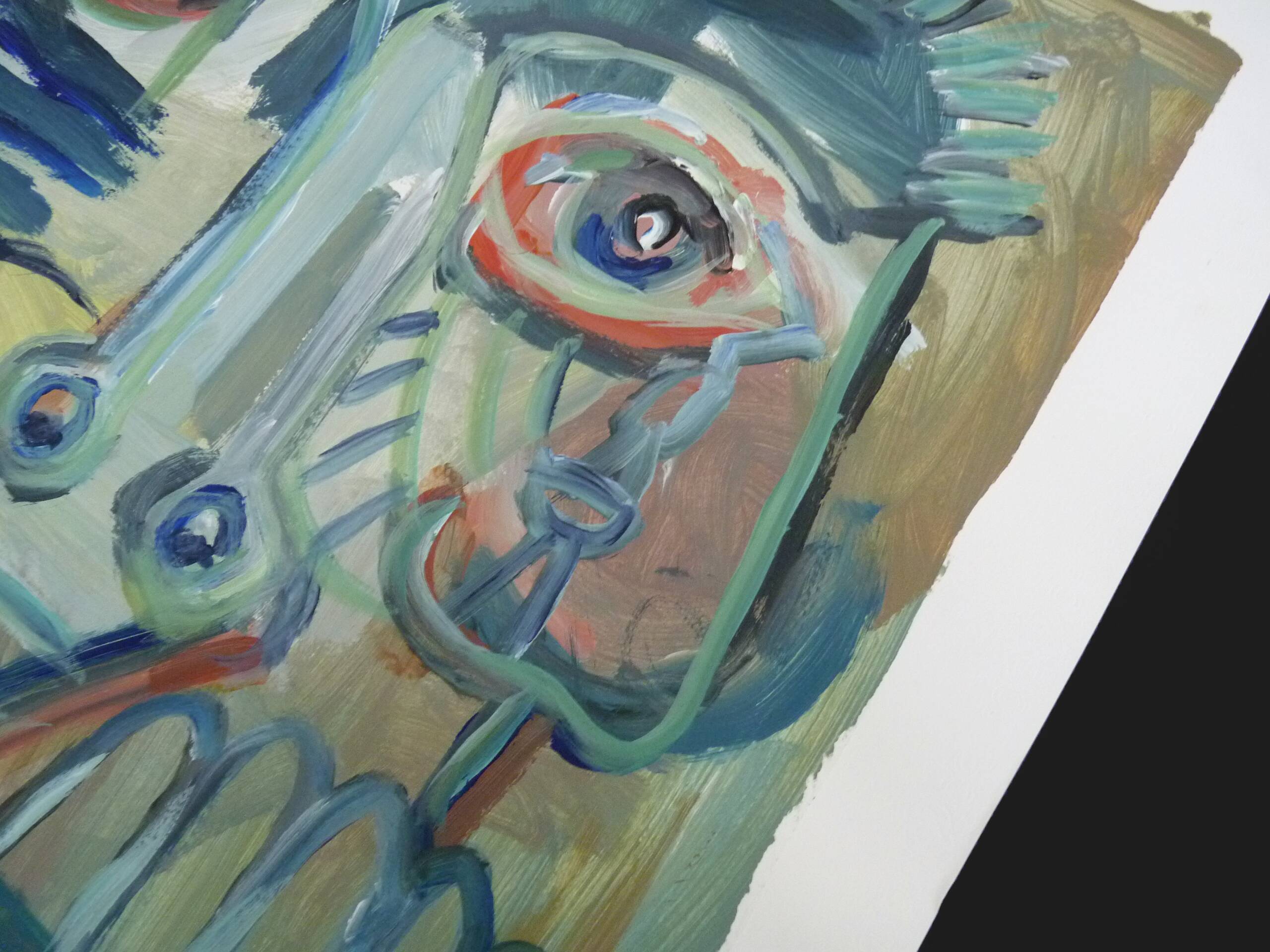 Mixed technique Art brut signed Kabian (Jean-Baptiste) 50X65 cm - 19.68X25