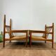 Paire de fauteuils en bois et paille