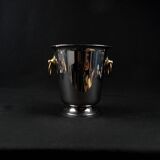Vintage 80s silver and gold stainless steel champagne bucket by Létang Rémy