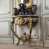 Louis XV style console in polychrome wood, circa 1880