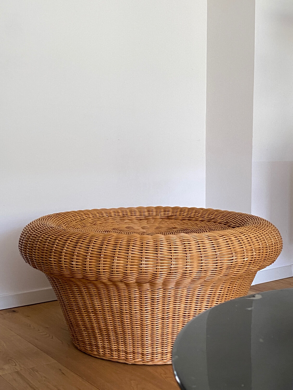 Table basse vintage en rotin & bambou