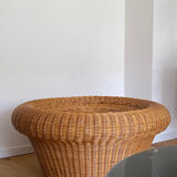 Table basse vintage en rotin & bambou