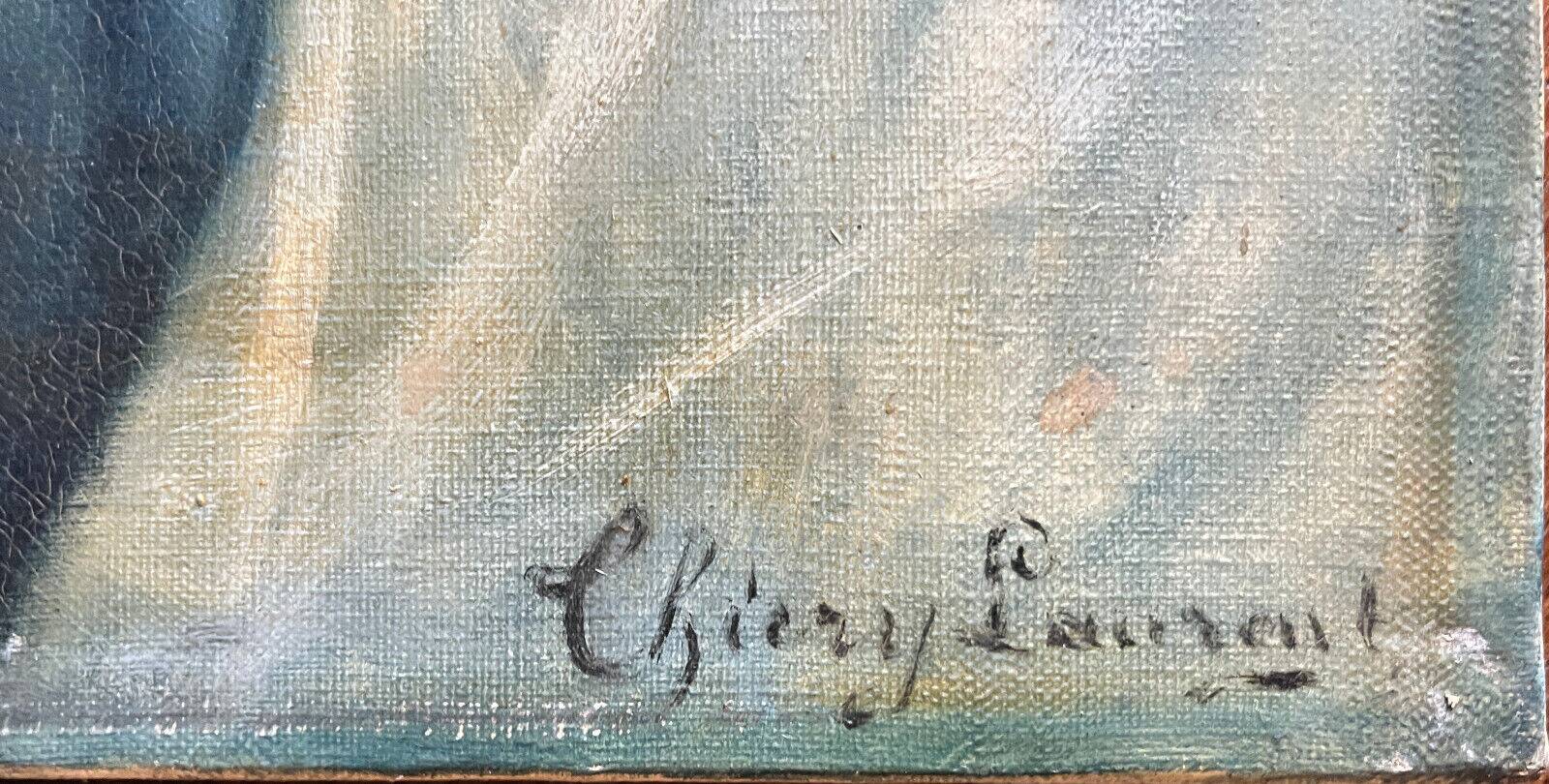 HST painting Madonna Holy Virgin late 19th century signed Chiery for restoration