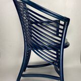 Set of 4 sculptural rattan bamboo dining chairs, Flechtatelier Schütz, Germany 1980s