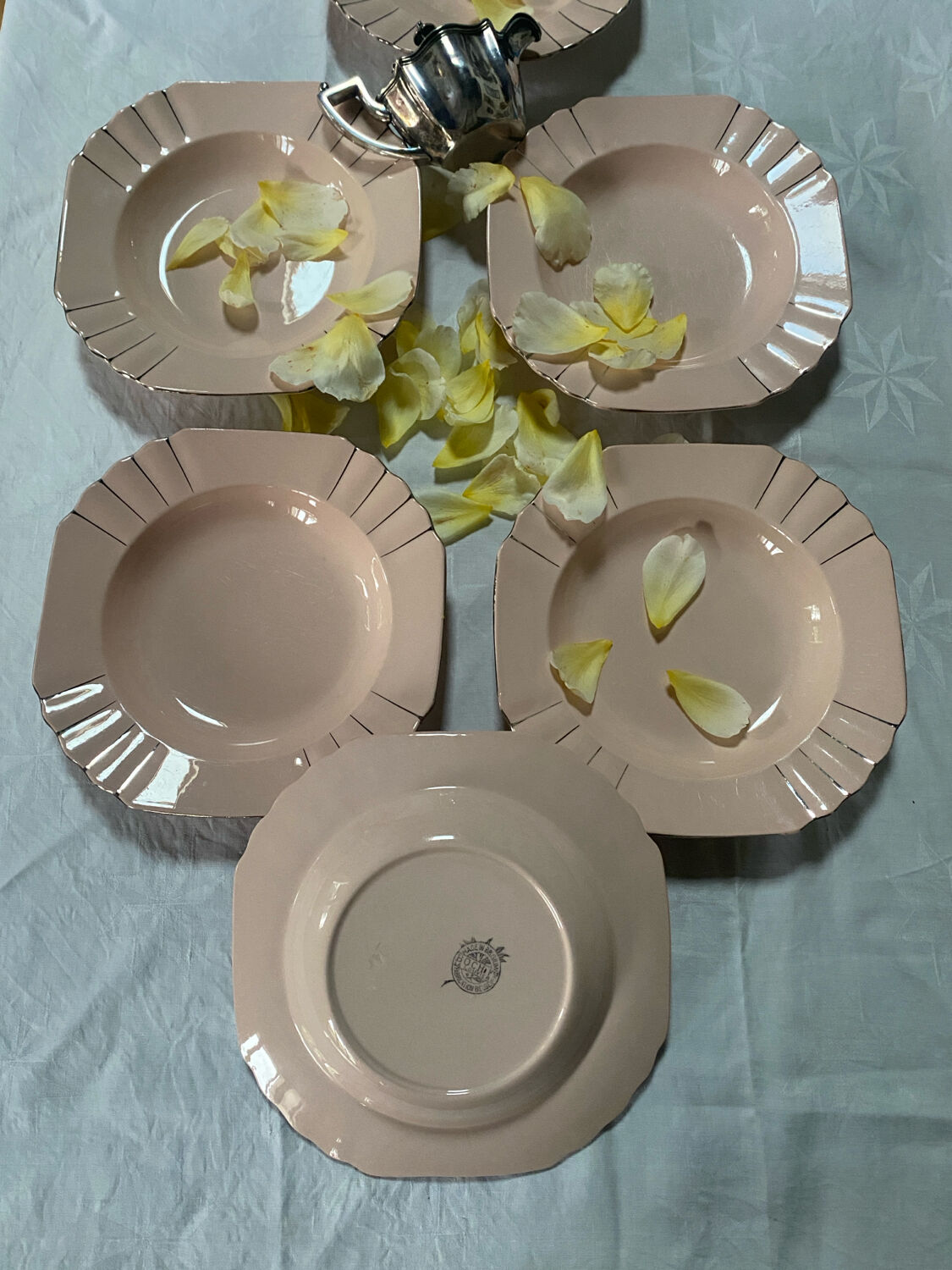 Set of 6 antique Art Deco soup plates Boch La Louvière