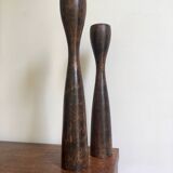 2 diabolo grands bougeoirs chandeliers scandinave bois vintage