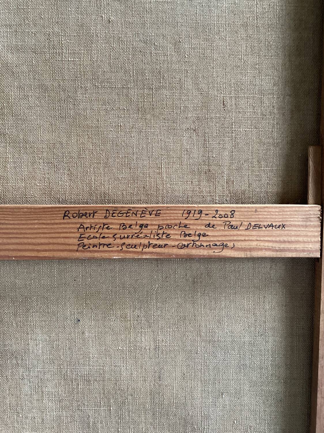 Surrealist oil on canvas Robert Degenève Belgian fishing boats