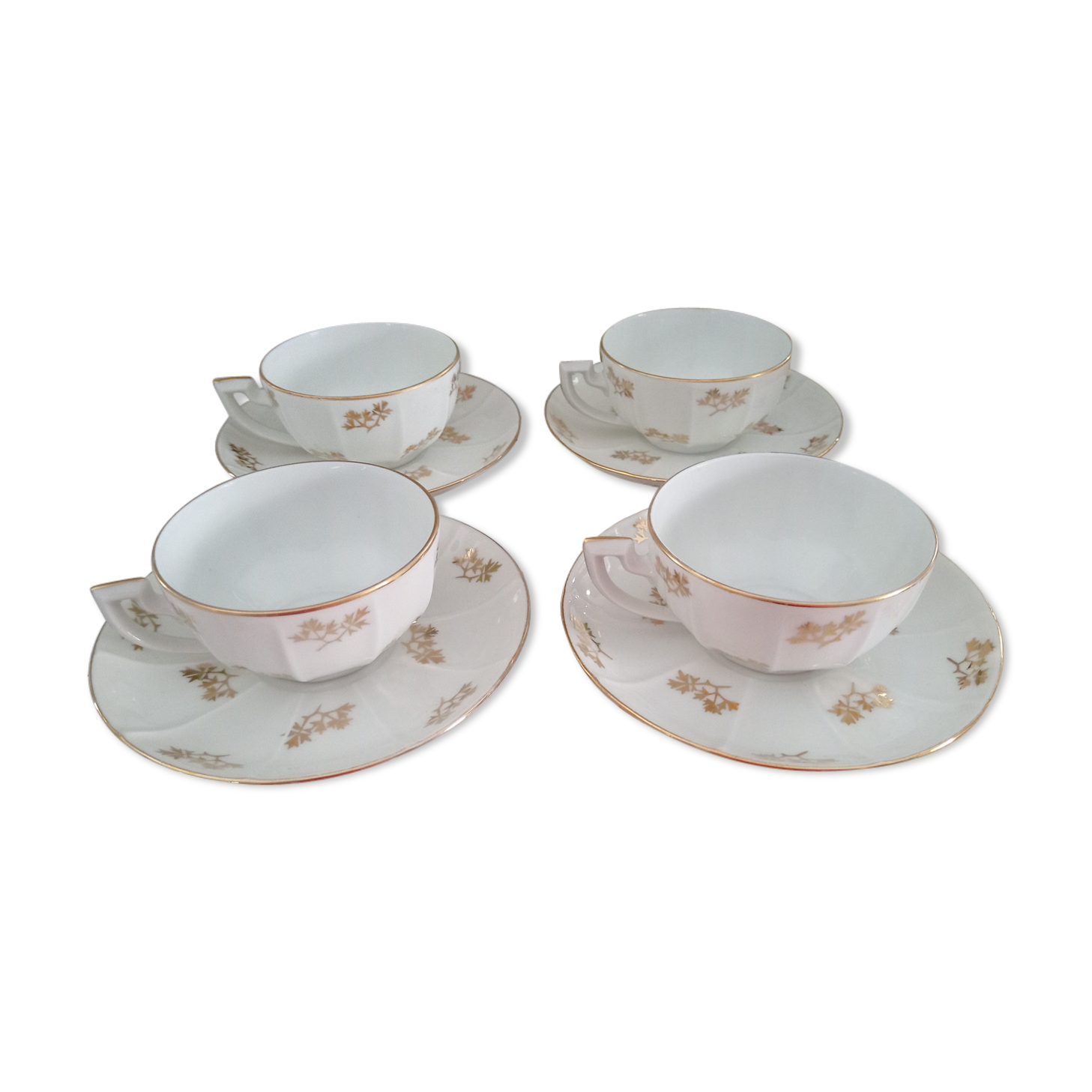 Lot of 4 Limoges gold flower gold coffee cups and cups