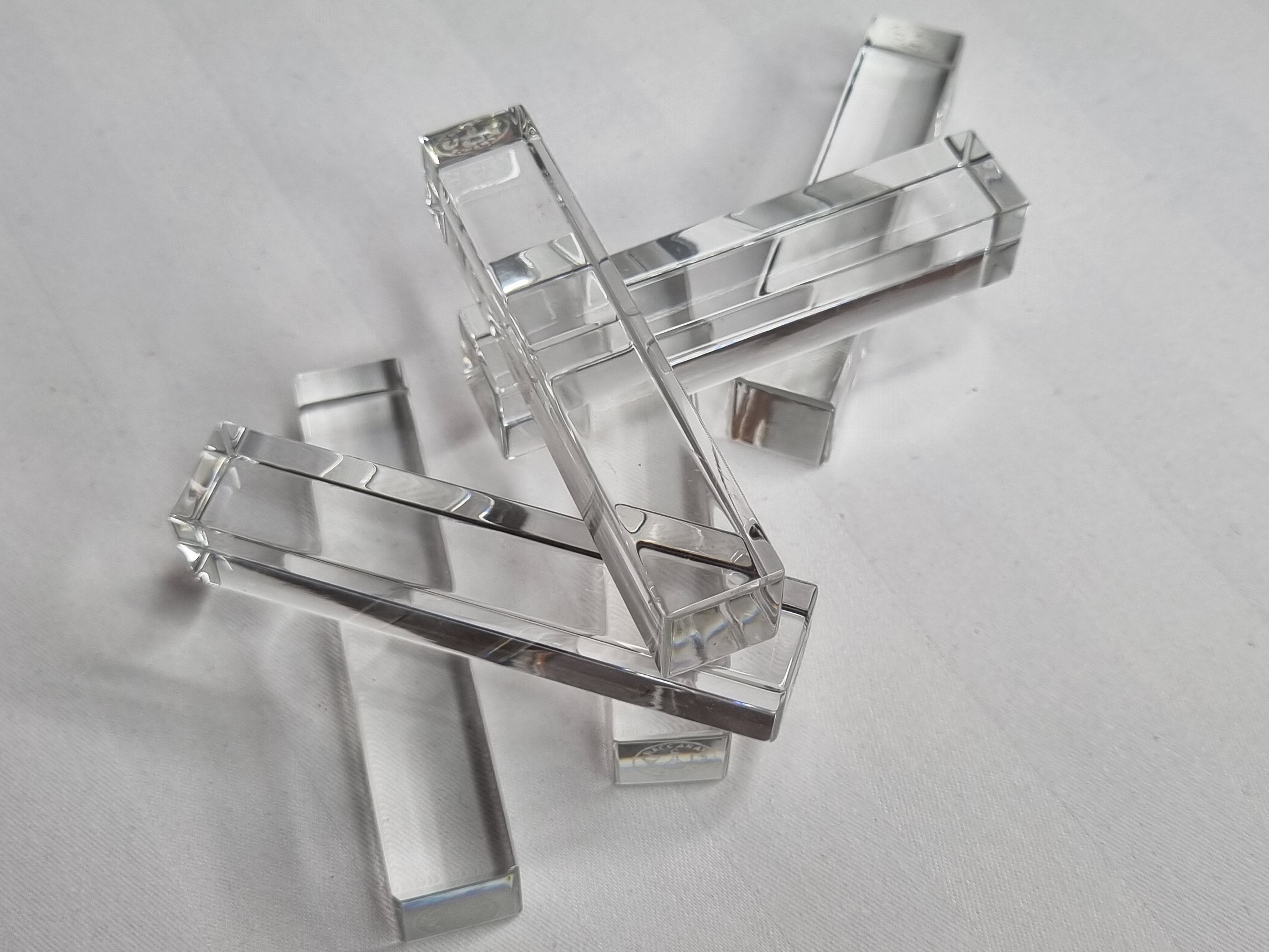 Set of six crystal knife holders, Baccarat, 8 cm