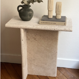 Travertine stone side table