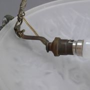 French Art Deco glass pendant light with chain suspension, Muller Frères Lunéville, 1920s-1930s