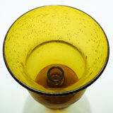 Yellow glass candlestick with bubble details