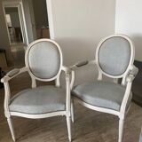 Set of 2 Louis XVI style armchairs with armrests