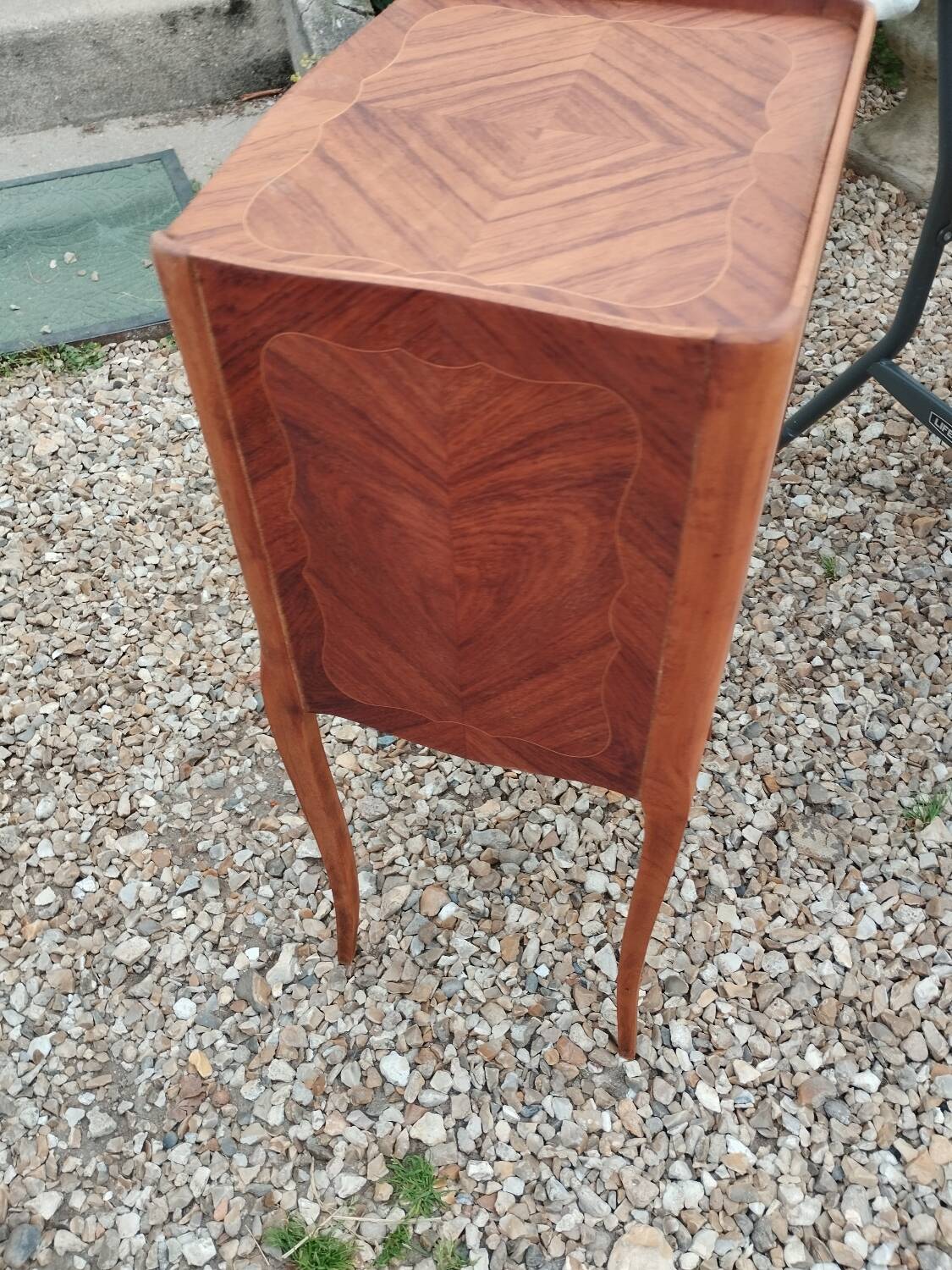 Pair of Louis XVI style marquetry bedside tables