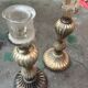 Pair of eglomisé candlesticks