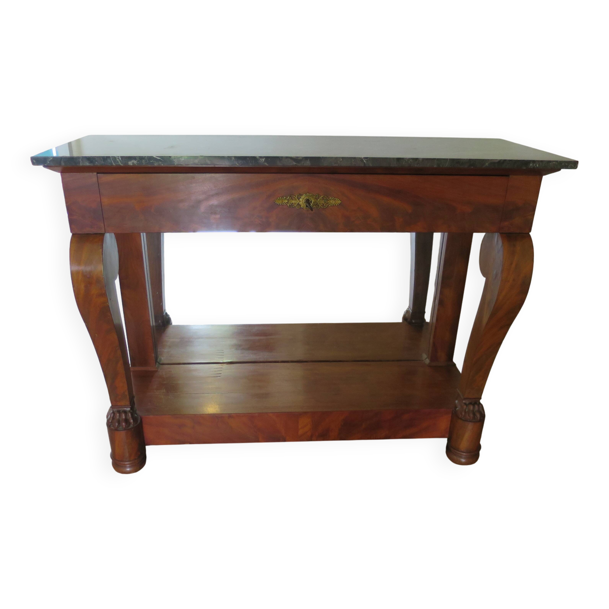 console-style empire/restauration-à crosses-fond de miroir-pieds griffes