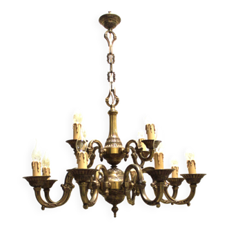 Lustre en bronze, style Mazarin, 12 feux, milieu XIXème.