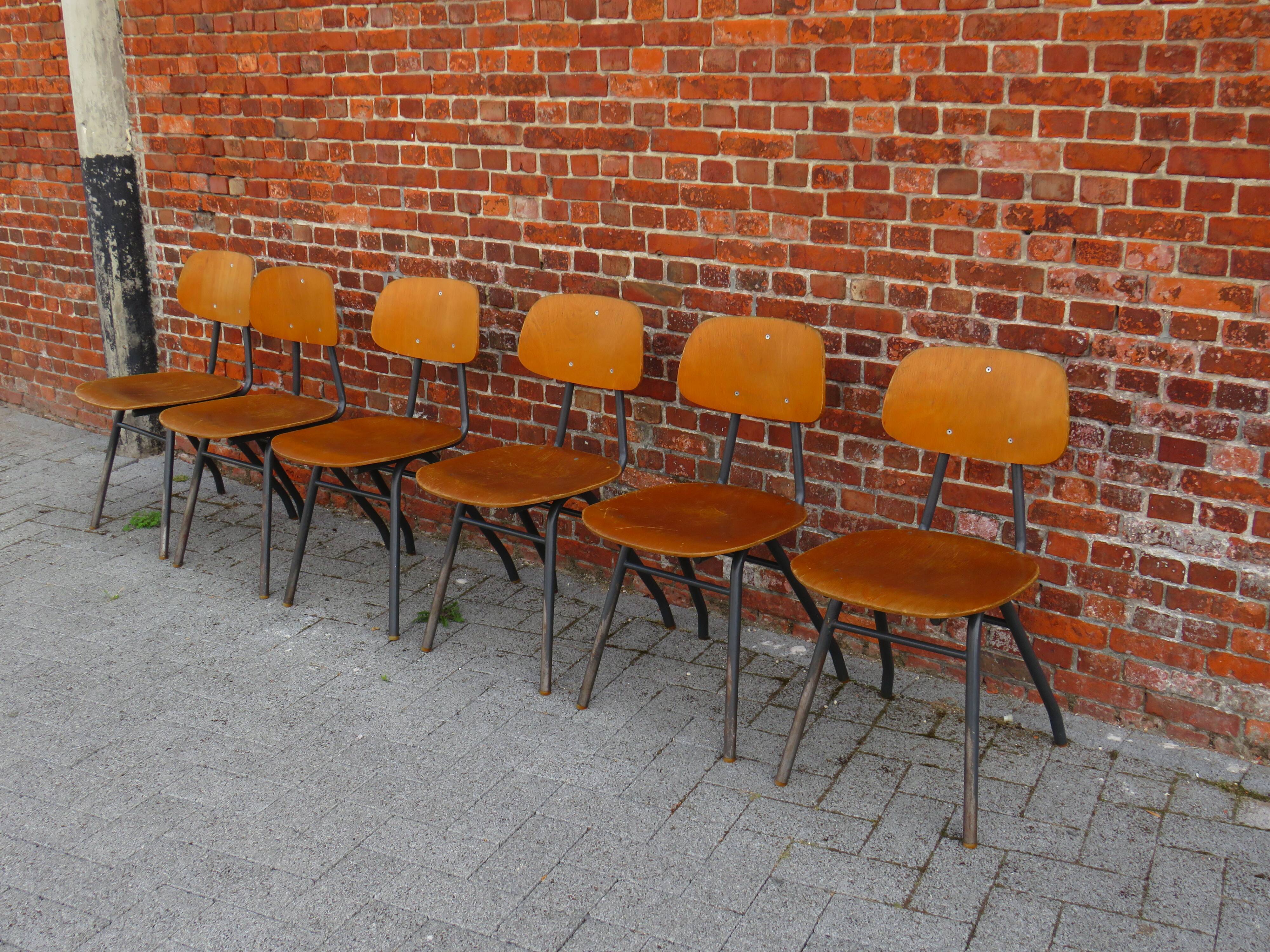 Suite of 6 industrial chairs, Germany 1960