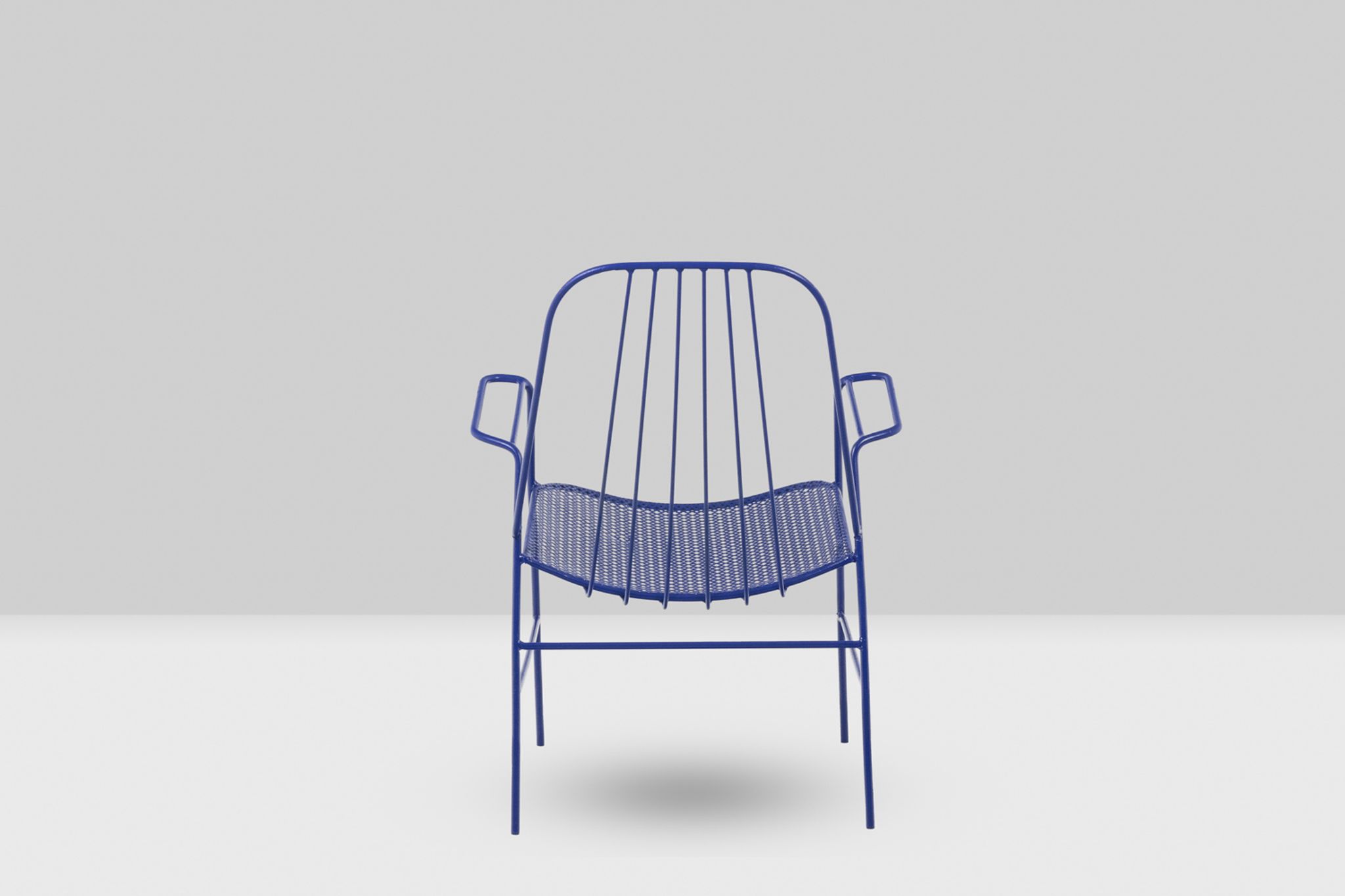 Pair of openwork iron armchairs, 1960s